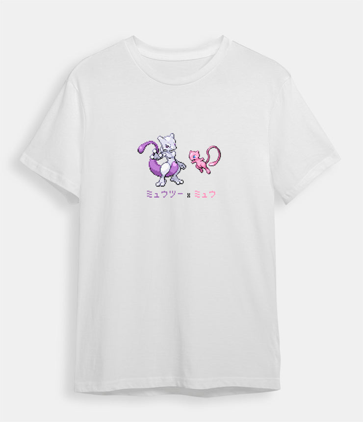 Pokemon t-shirt Mewtwo and Mew White
