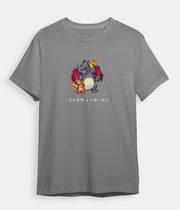 Pokemon T-shirt Charizard Shiny Charmander grey
