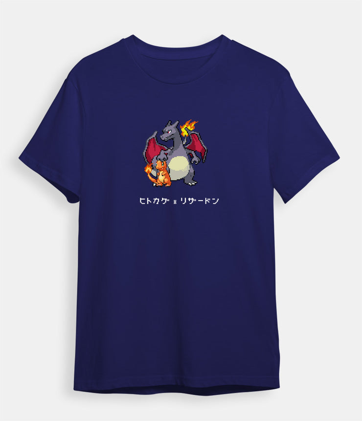 Pokemon T-shirt Charizard Shiny Charmander navy