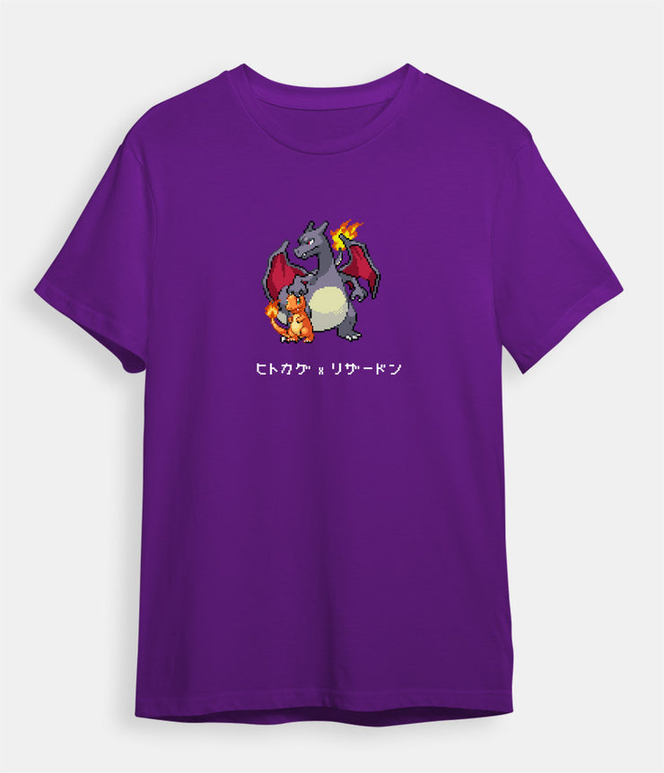 Pokemon T-shirt Charizard Shiny Charmander purple