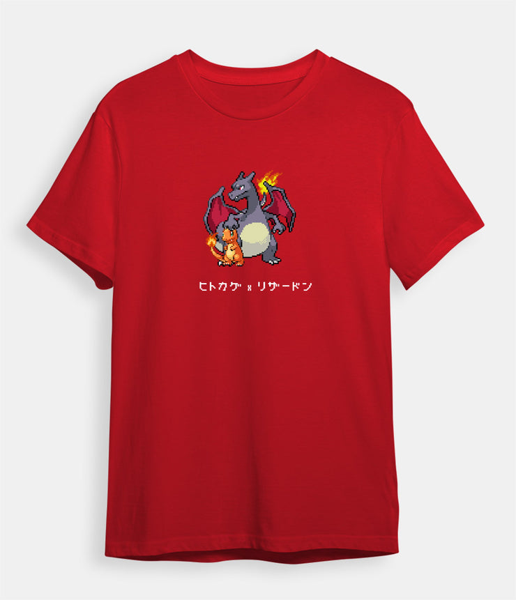Pokemon T-shirt Charizard Shiny Charmander red