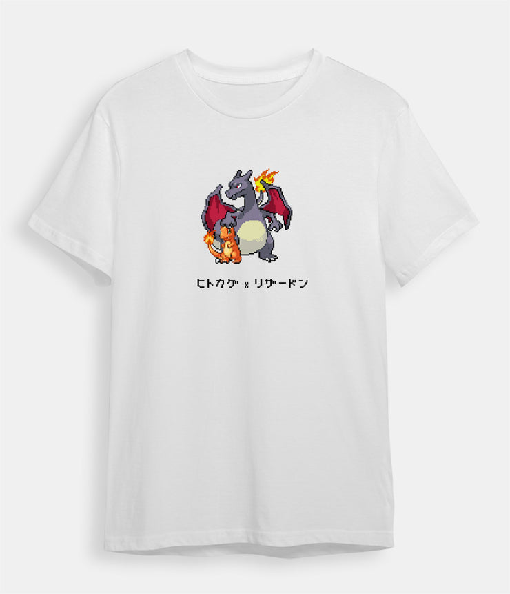 Pokemon T-shirt Charizard Shiny Charmander white