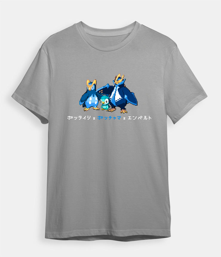 Pokemon T-shirt Piplup Evolution grey