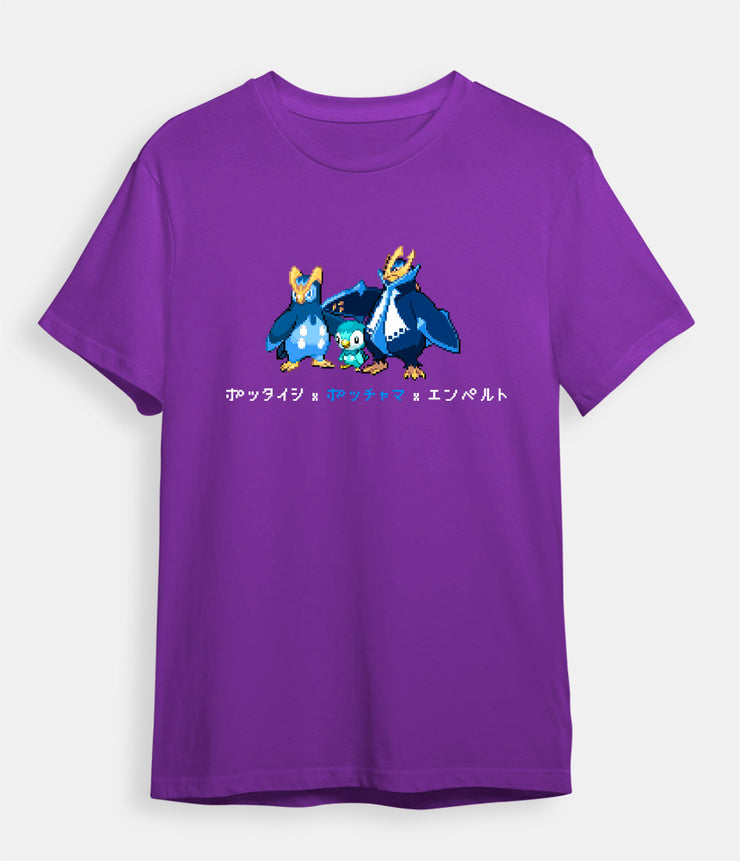 Pokemon T-shirt Piplup Evolution purple