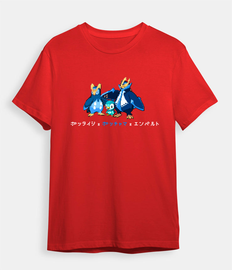 Pokemon T-shirt Piplup Evolution red