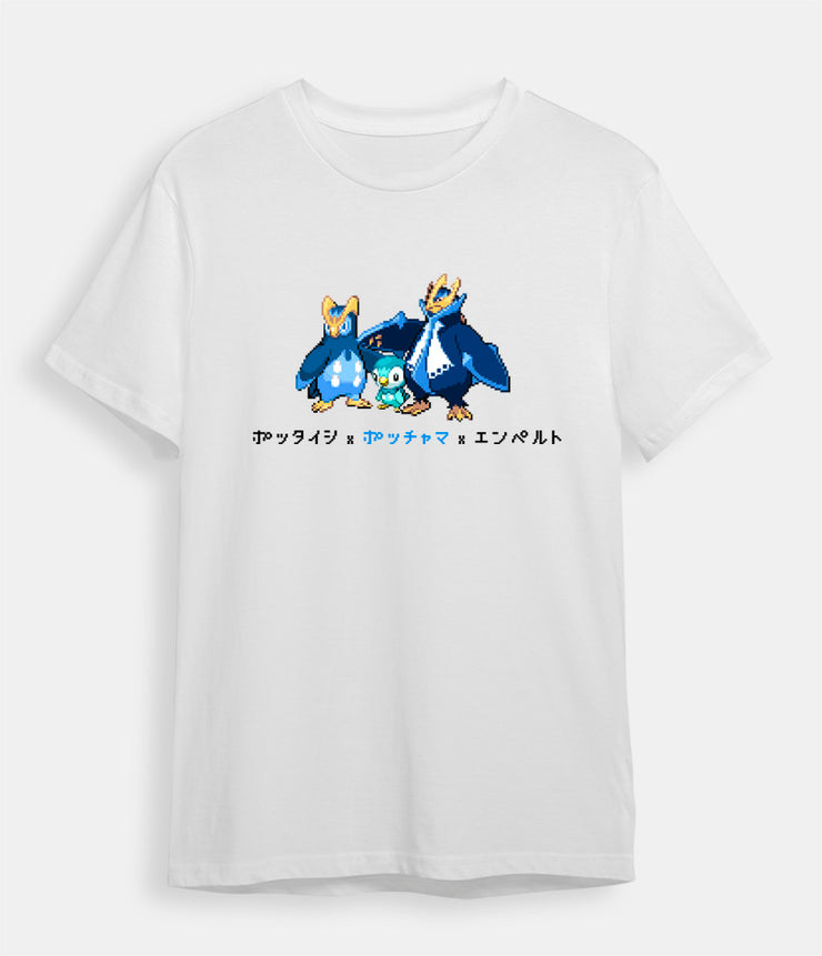 Pokemon T-shirt Piplup Evolution white
