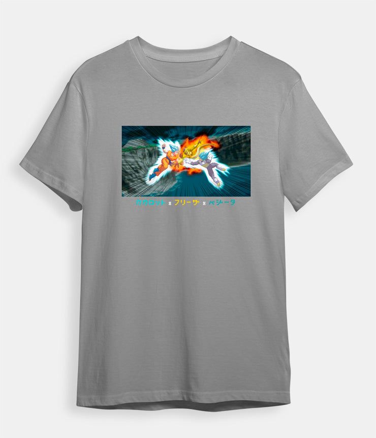 Dragon Ball Z t-shirt Goku Frieza Vegeta grey