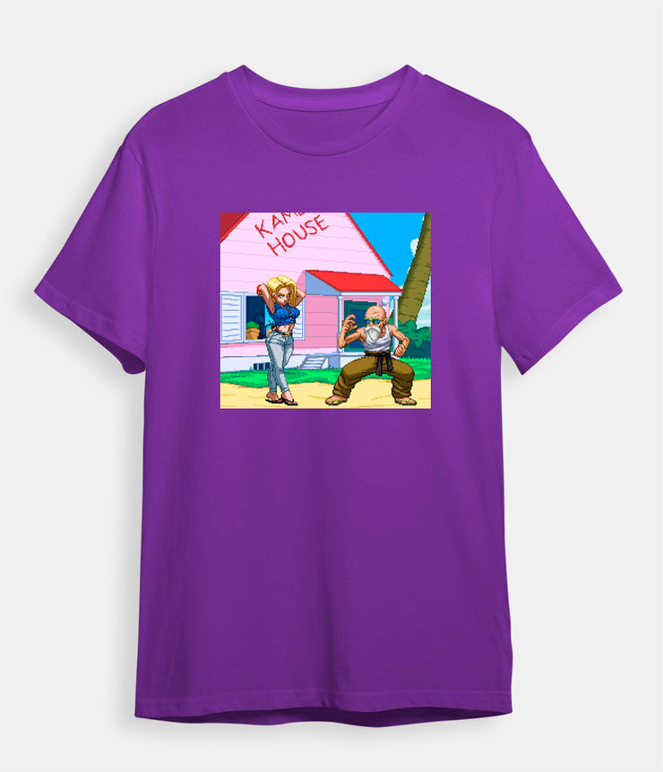 Dragon ball z t-shirt Master Roshi Android 18 purple