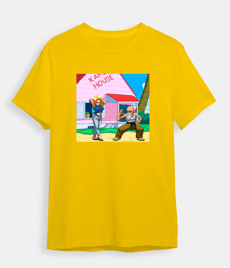 Dragon ball z t-shirt Master Roshi Android 18 yellow