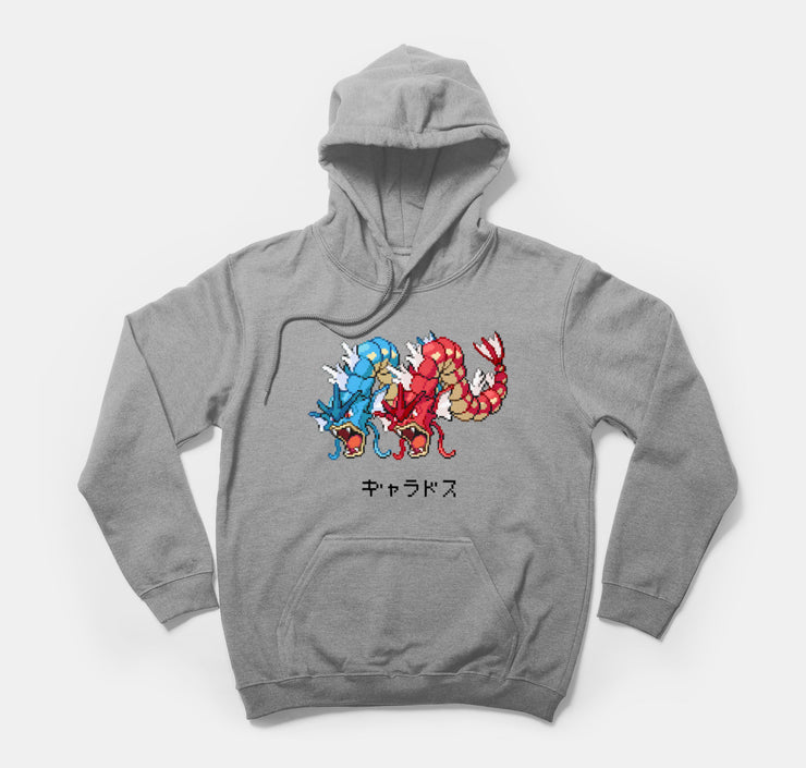 Pokemon hoodie gyarados gray