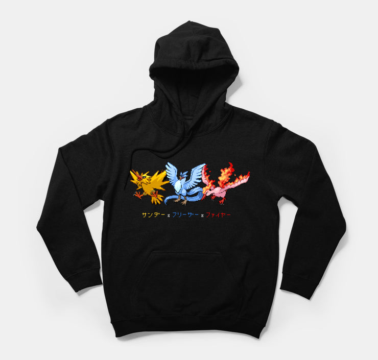 Pokemon hoodie legendary birds shiny black