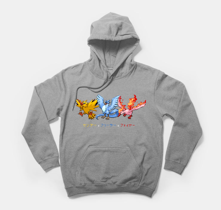 Pokemon hoodie legendary birds shiny gray