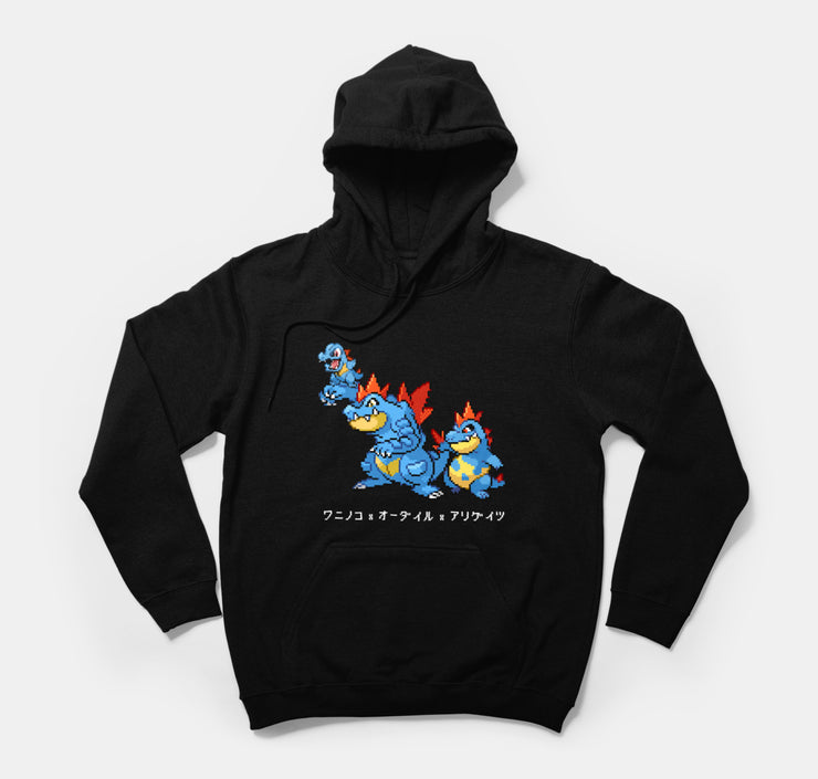 pokemon hoodie totodile feraligatr croconaw black