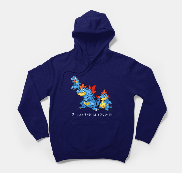 pokemon hoodie totodile feraligatr croconaw navy