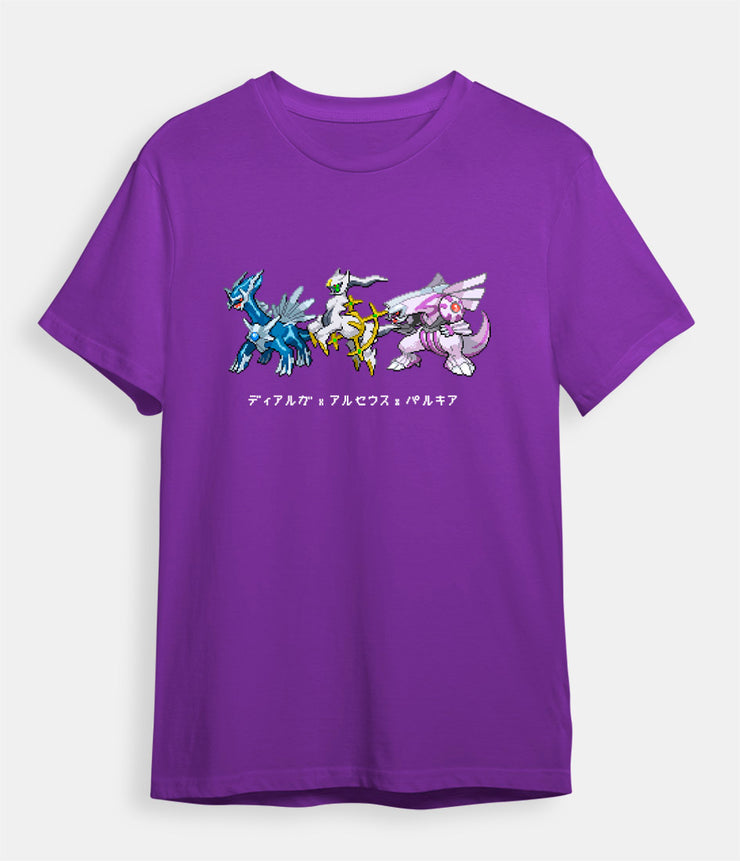 pokemon t-shirt arceus dialga palkia purple