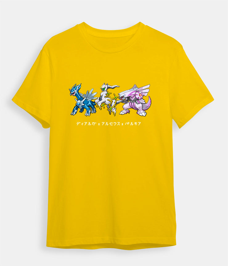 pokemon t-shirt arceus dialga palkia yellow
