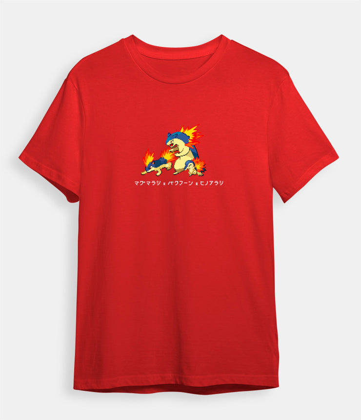 Pokemon t-shirt Cyndaquil Quilava Typhlosion red