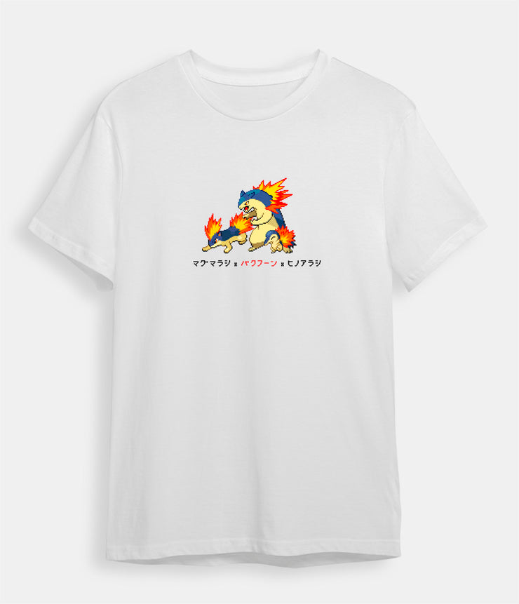Pokemon t-shirt Cyndaquil Quilava Typhlosion white