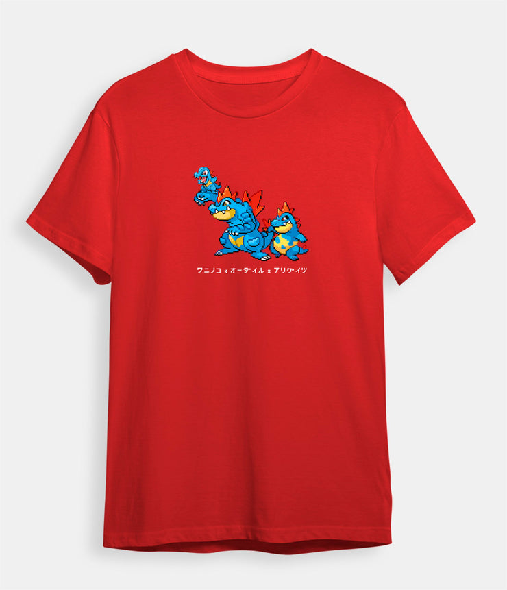 Pokemon t shirt Totodile Feraligatr Croconaw red