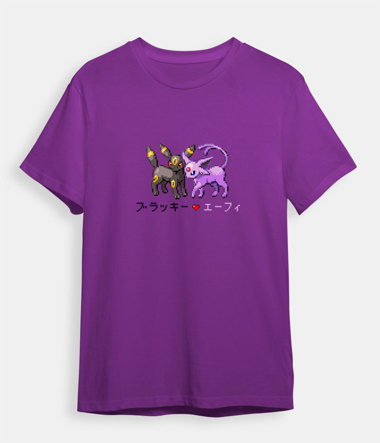 Pokemon t-shirt Umbreon and Espeon purple