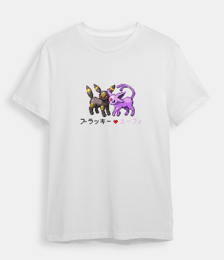 Pokemon t-shirt Umbreon and Espeon White