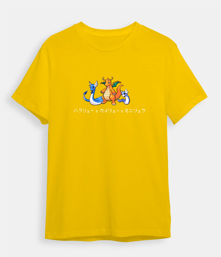 Pokemon t-shirt Dragonite Dragonair and Dratini yellow