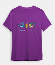 Pokemon t-shirt Eevee Glaceon and Leafeon purple