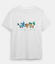 Pokemon t-shirt Eevee Glaceon and Leafeon white