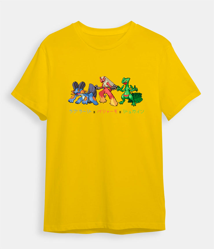 Pokemon t-shirt starter hoenn evolution yellow