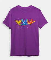 Pokemon t-shirt Legendary Birds Zapdos Articuno Moltres purple