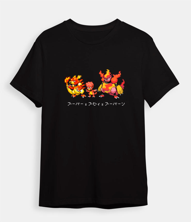pokemon t-shirt magmar magby and magmortar black