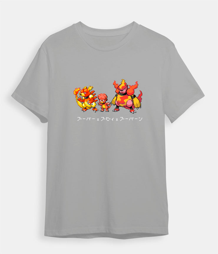 pokemon t-shirt magmar magby and magmortar gray