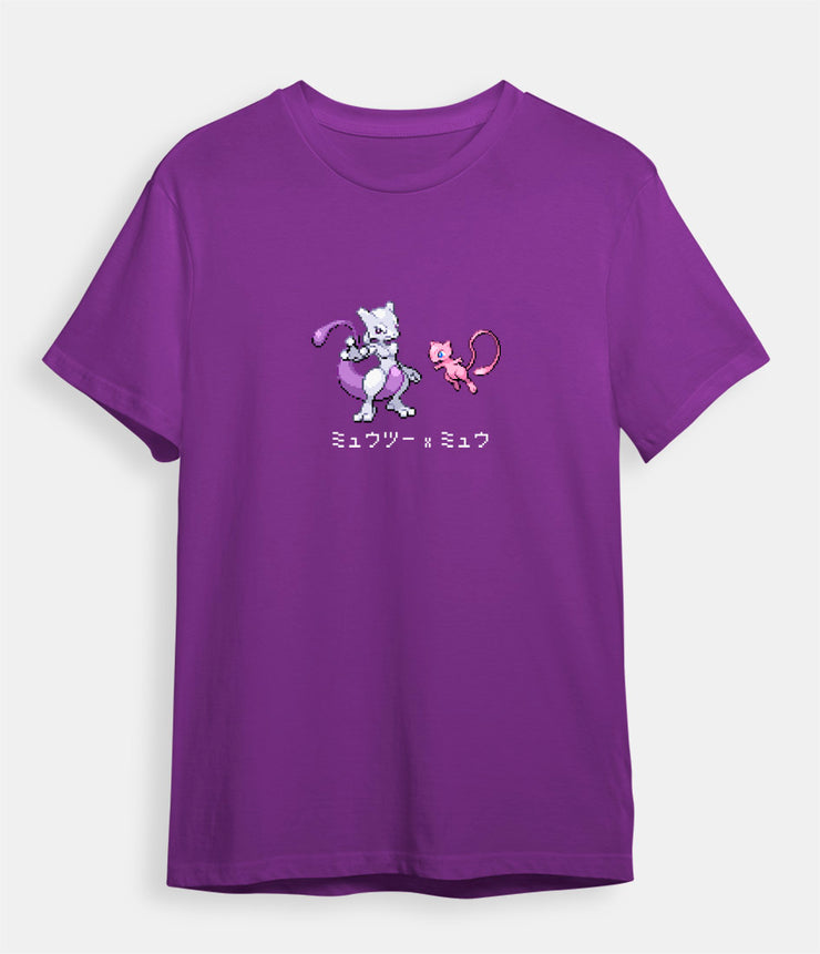 Pokemon t-shirt Mewtwo and Mew purple