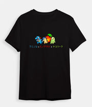Pokemon t-shirt Totodil Cyndaquil Chikorita Black