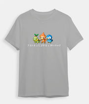 Pokemon t-shirt Chimchar Turtwig Piplup gray