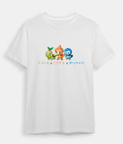 Pokemon t-shirt Chimchar Turtwig Piplup white