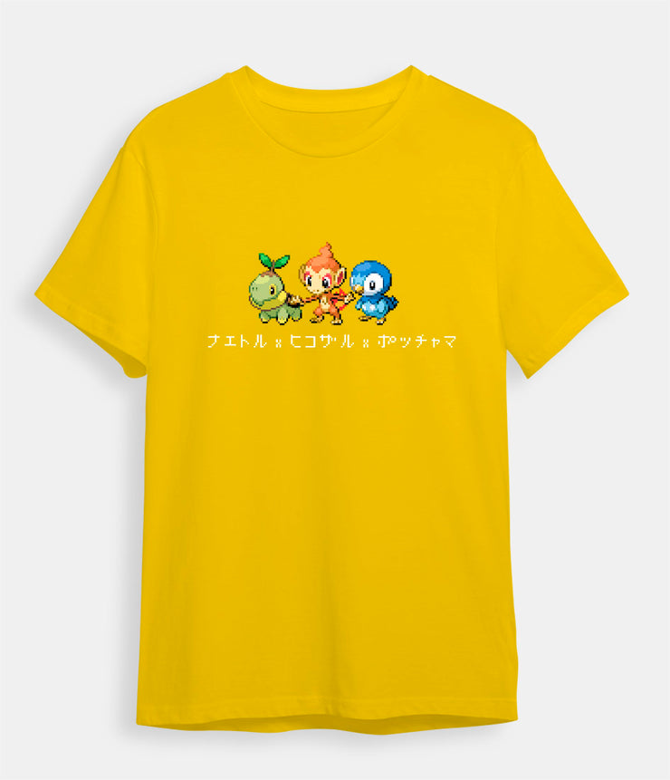 Pokemon t-shirt Chimchar Turtwig Piplup yellow